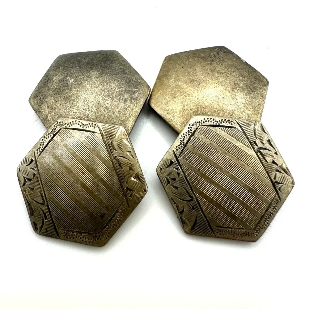 S&S antique Edwardian Art Deco champagne gold tone cufflinks cuff links